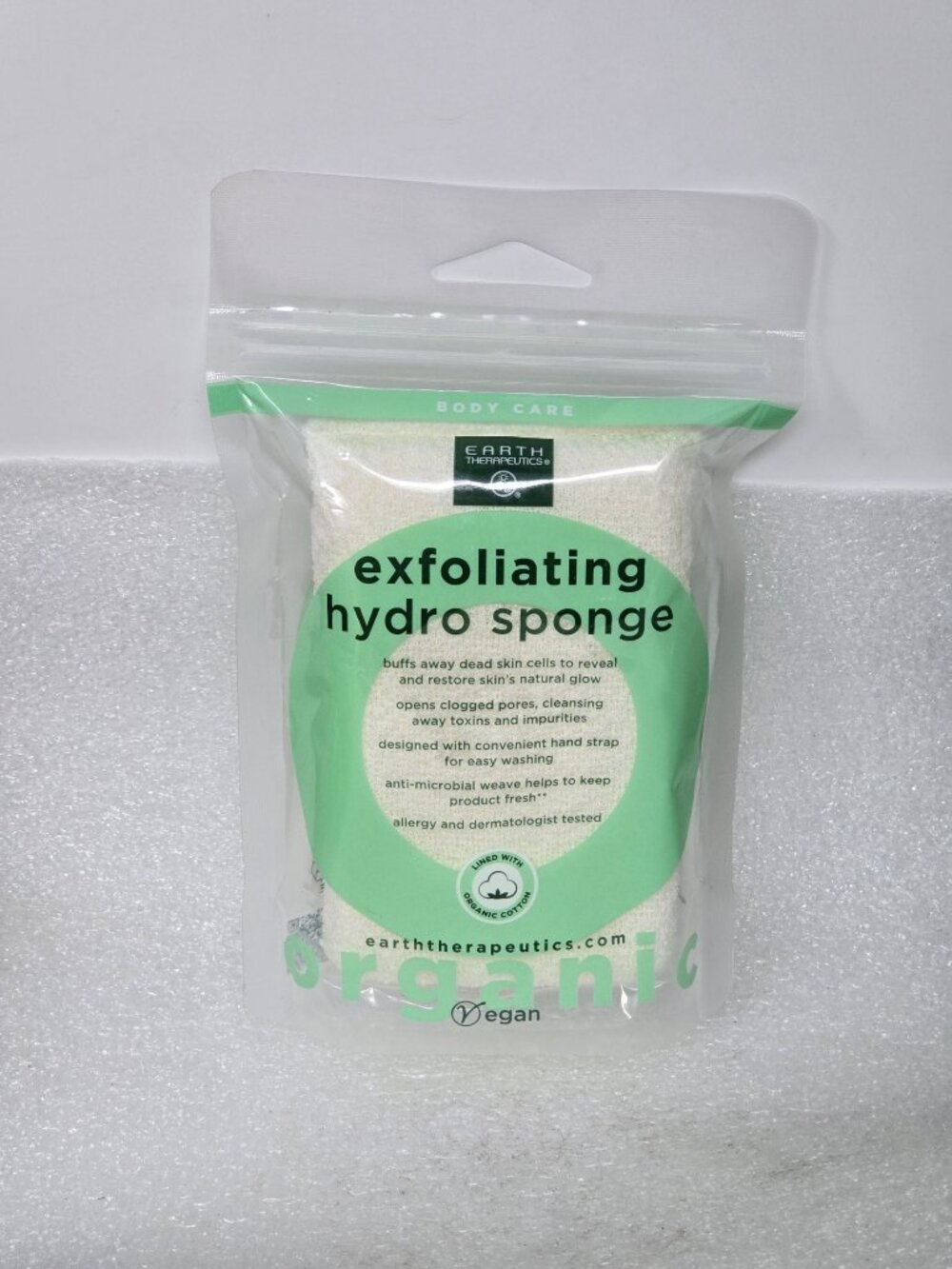Earth Therapeutics Exfoliating Hydro Sponge Vegan Organic Cotton Body Care